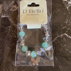 D’ Bello light green with white beaded butterfly bracelet.